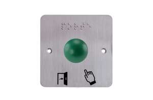 Visuel du produit Bouton poussoir dôme vert aluminium sur plaque carrée IZYX